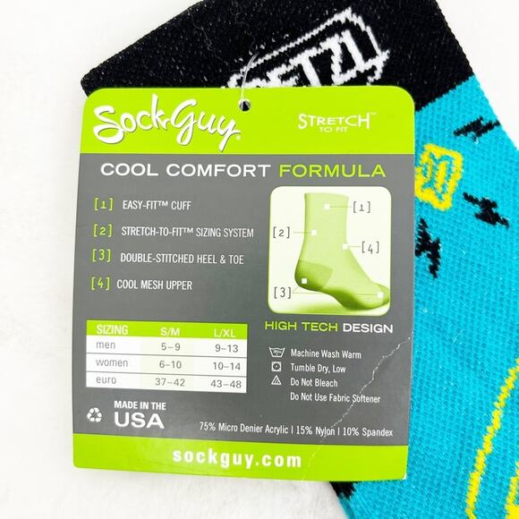 Sock Guy Running Socks 'I Run at Night' Cool Comfort Formula NWT - Picture 5 of 6